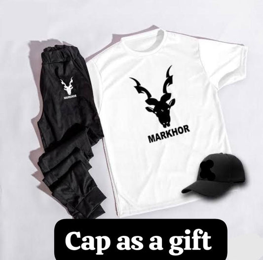 Men's Printed Polyester Track Suit with Cap - 2 Pcs Set